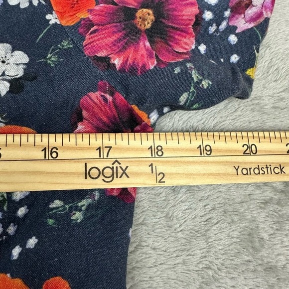 Marine Layer Floral Wrap Midi Dress Short Sleeve V Neck Navy Blue XS - Picture 8 of 9